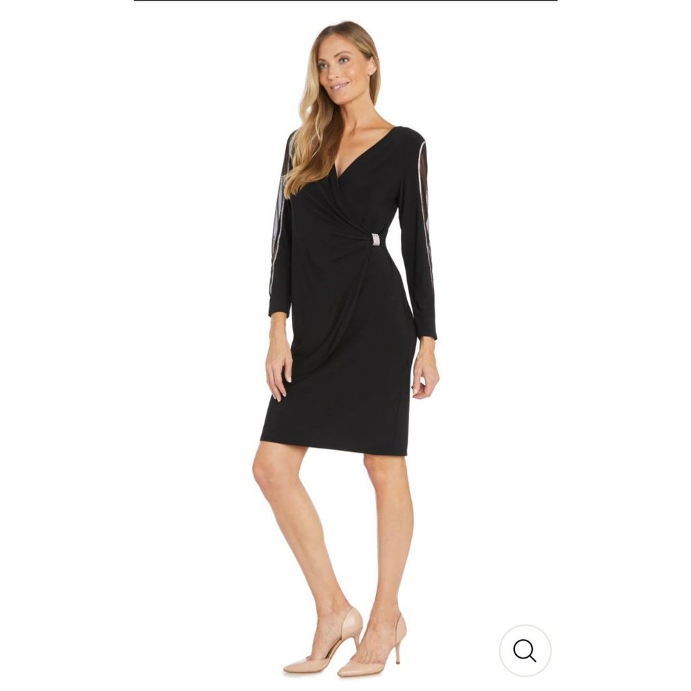 NWT R & M Richards Black Cocktail Dress Size 6 - Picture 4 of 5